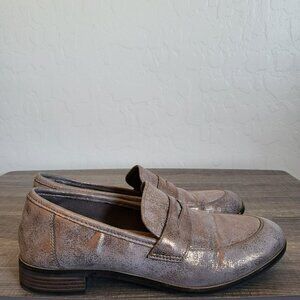 Clarks Metallic Copper Trish Rose Loafer Slip-On Shoe Faux Leather Size Womens 8